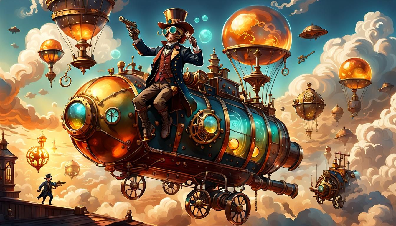Steampunk Bal-Bal Aims Blunderbuss in Golden Hour