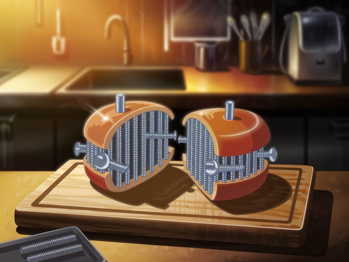 Intricate Screw Sandwich Artfully Crafted in Cozy Kitchen