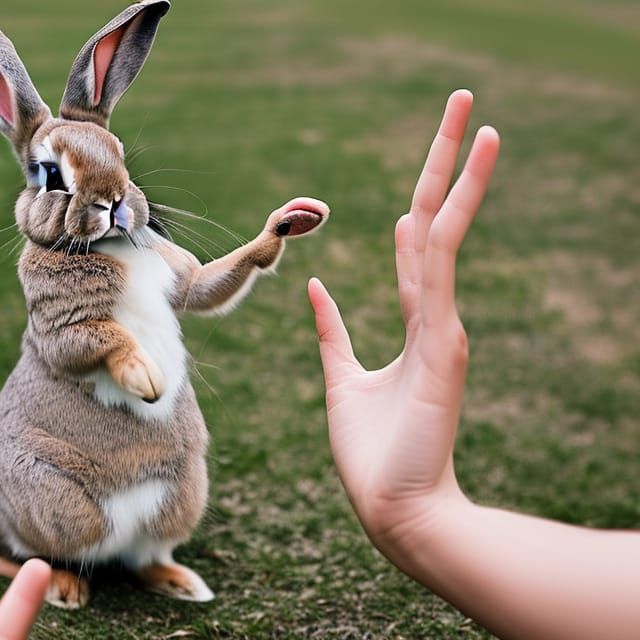 Bunny with Human Hands: A Whimsical Hybrid