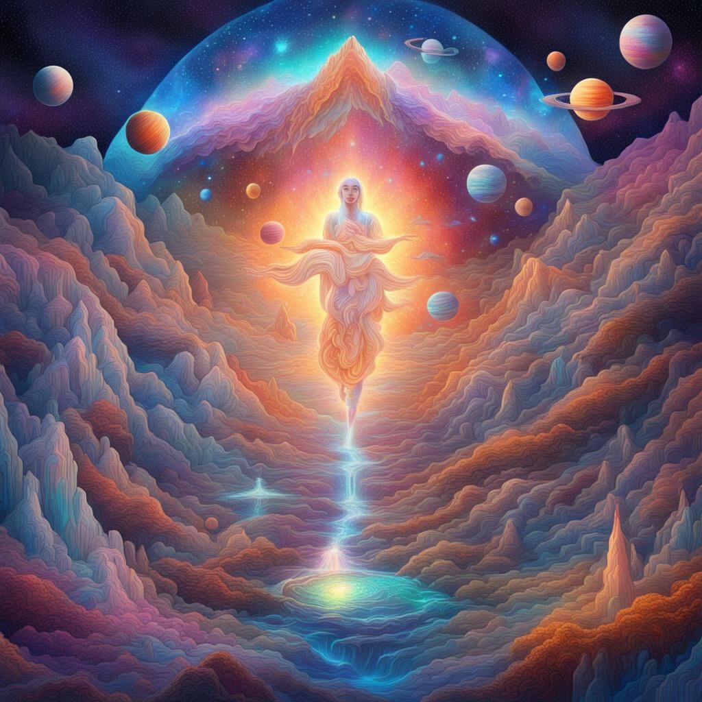 Cosmic Dreamland: Holographic Astral Illustration