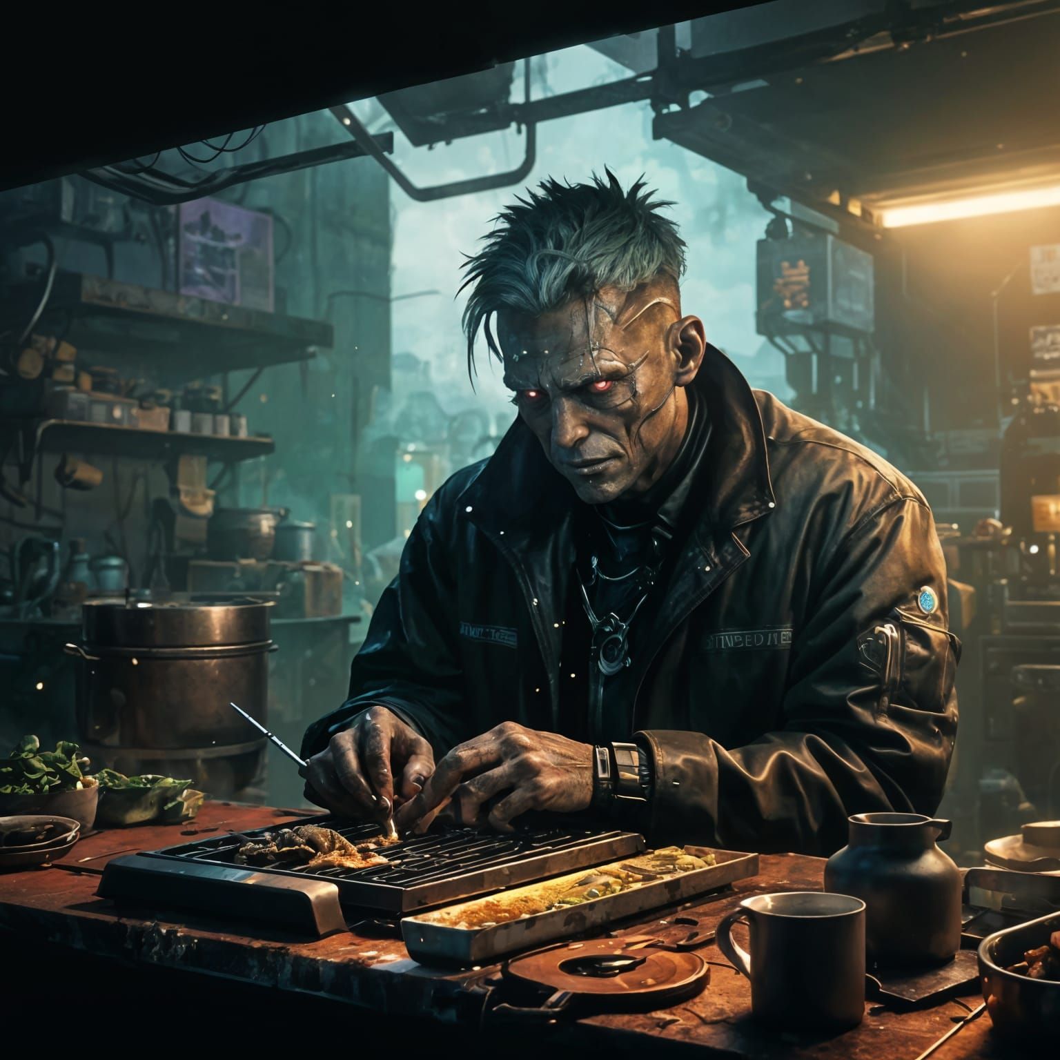 Cyborg Cooking at Dreary Sci-Fi Swap Meet