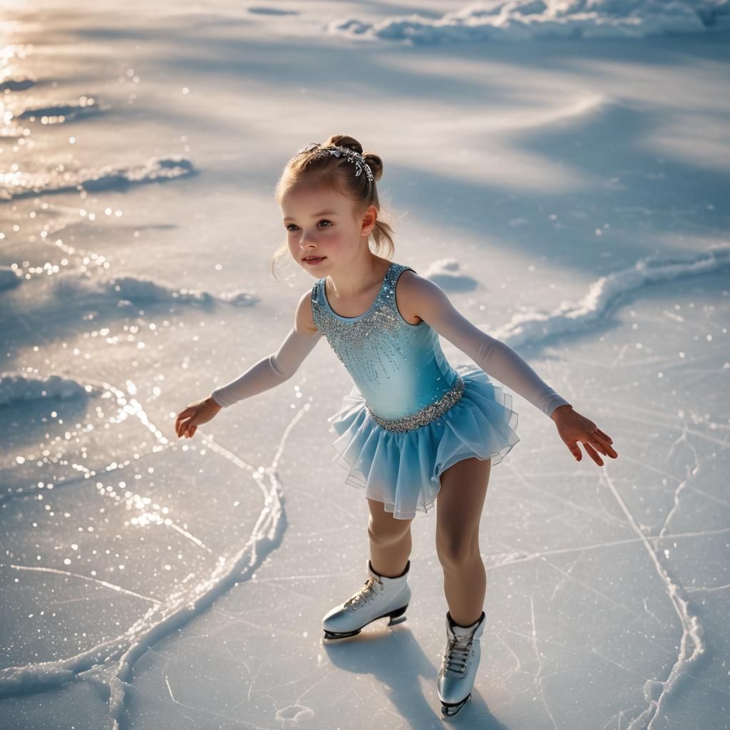 Girl Figure Skating in Rhinestone Leotard