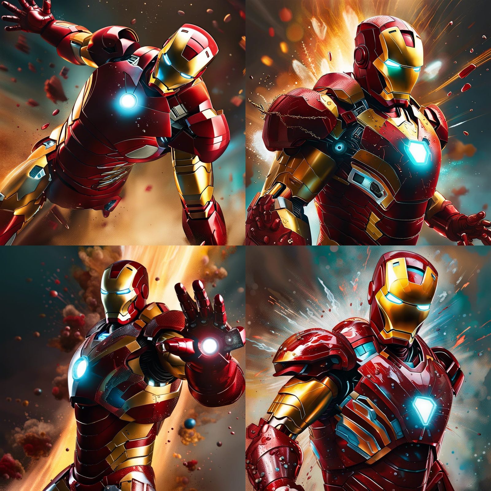 Iron Man Unleashes Blast in Hyperrealistic Splash Art
