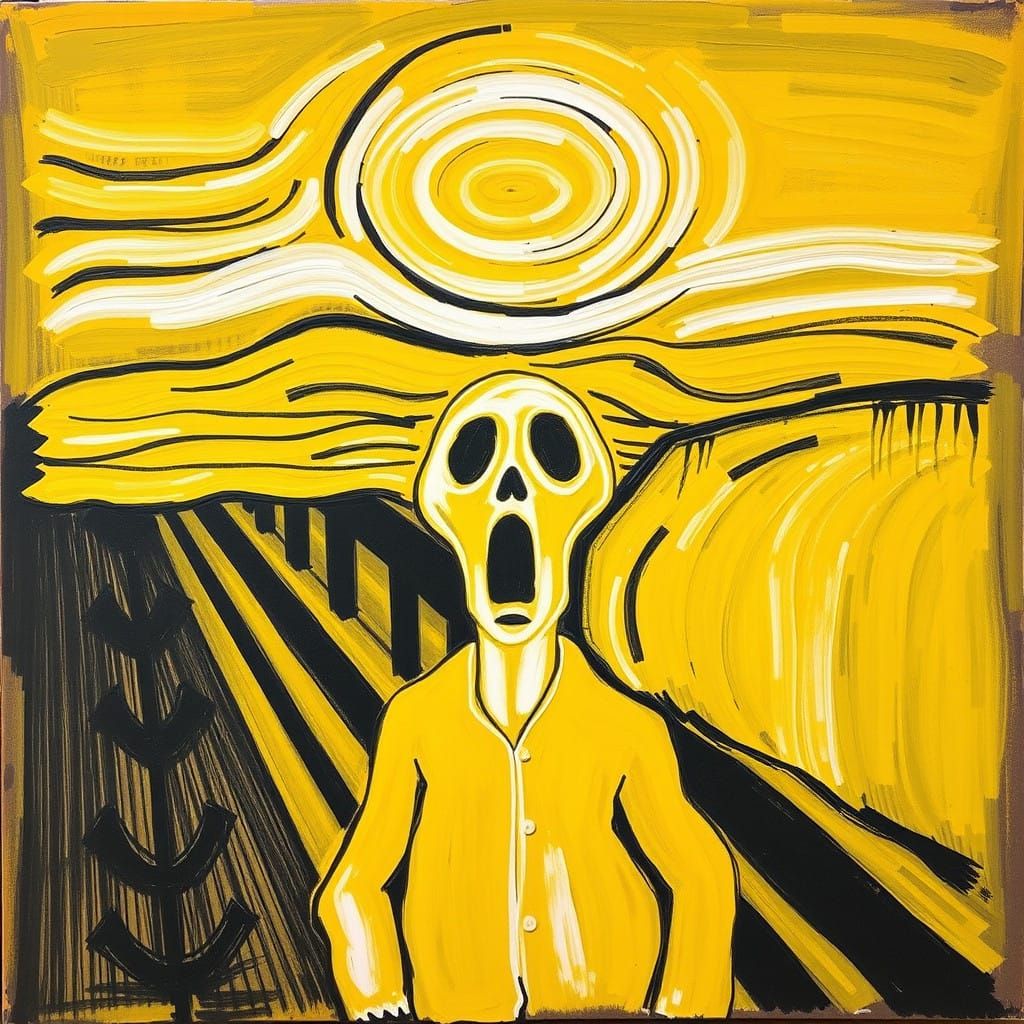 A Neon Twist on Edvard Munch's Iconic Melancholy
