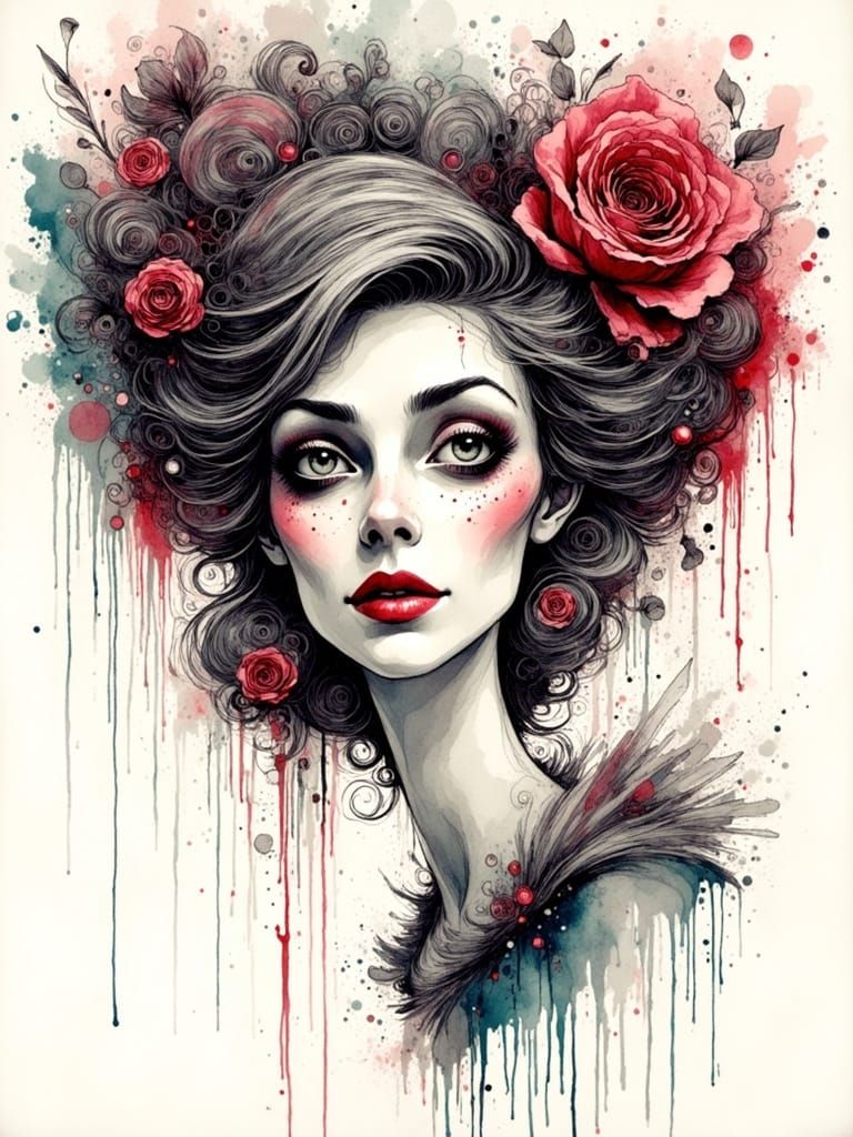 Detailed Crosshatching with Dripping Paint and Ink Lines