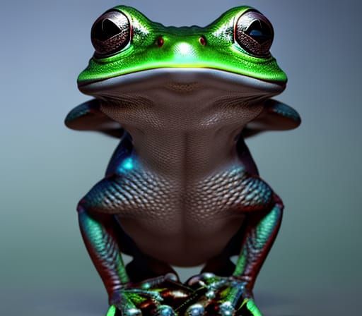 Oddly shaped metallic skin frog