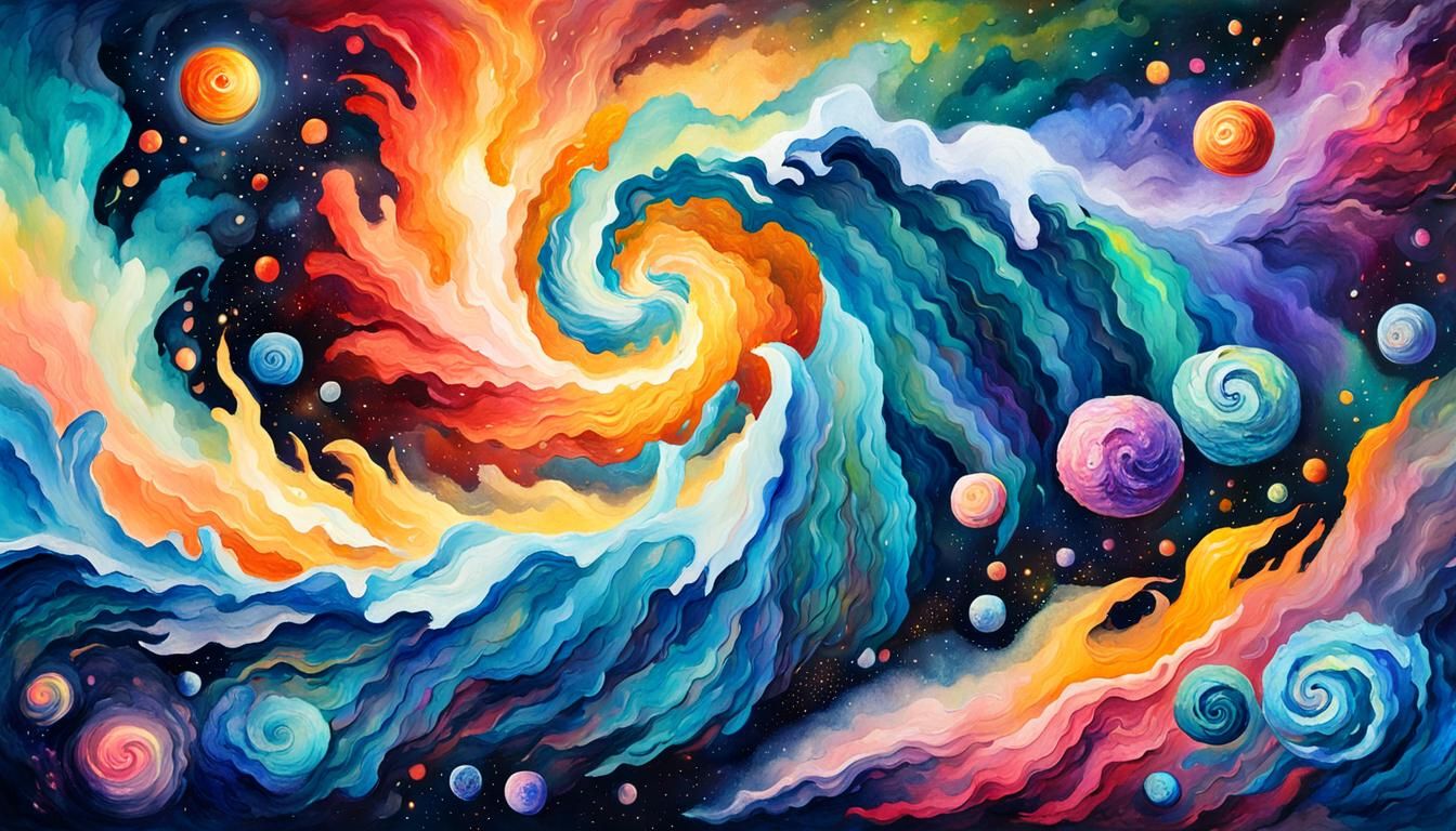 Galactic Clusters in Gouache and Watercolor Style