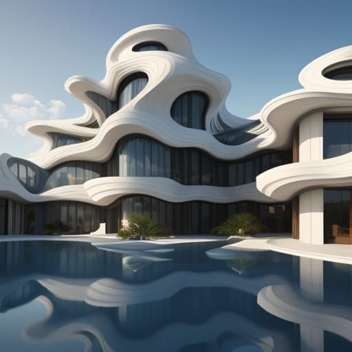 Surreal Cloud-Inspired Villa with Wavy Facades in Elegant, F...