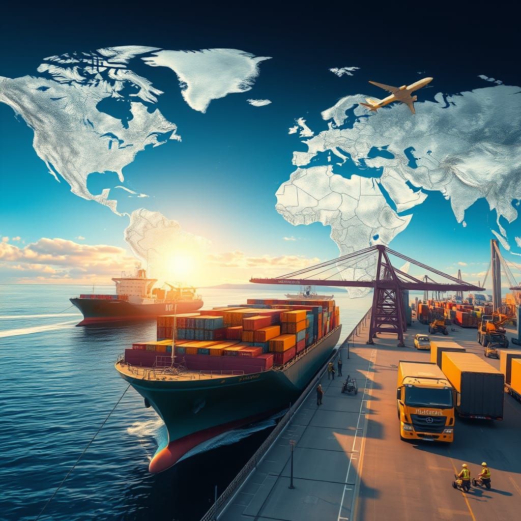 Photorealistic Global Supply Chain Logistics in 3D Rendered ...