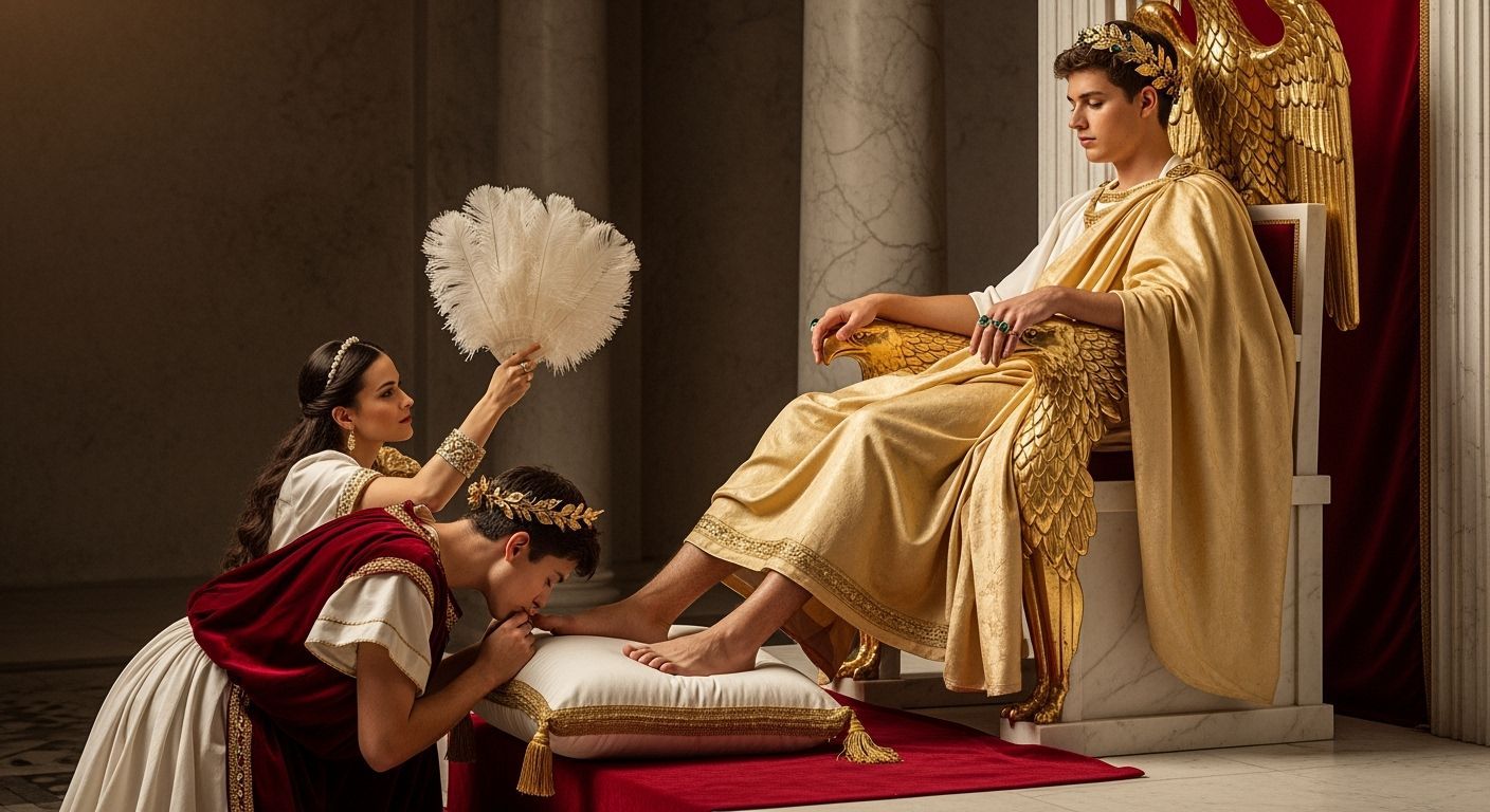 Roman Emperor on Eagle Throne in Natural Light