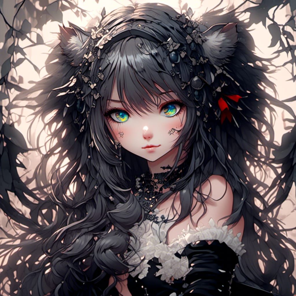 Adorable Demon Girl in Anime Style