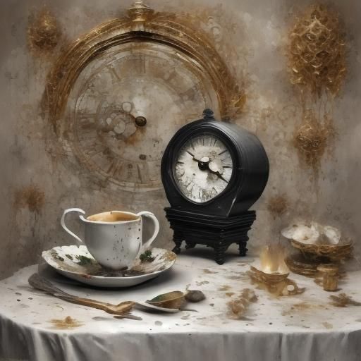 Minimalist Clock Still Life in Watercolor