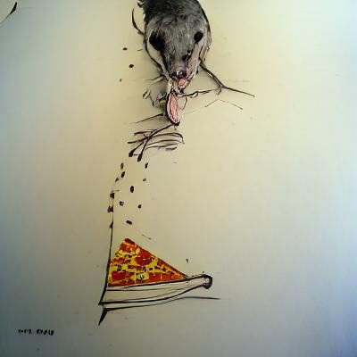 Rat's Delight: Pen and Ink Pizza Feast