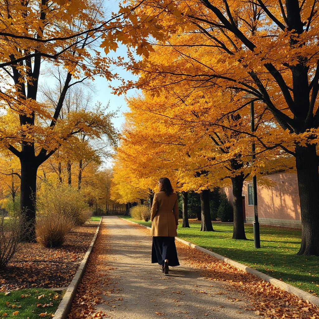 Autumnal Woman in Impressionist Landscape