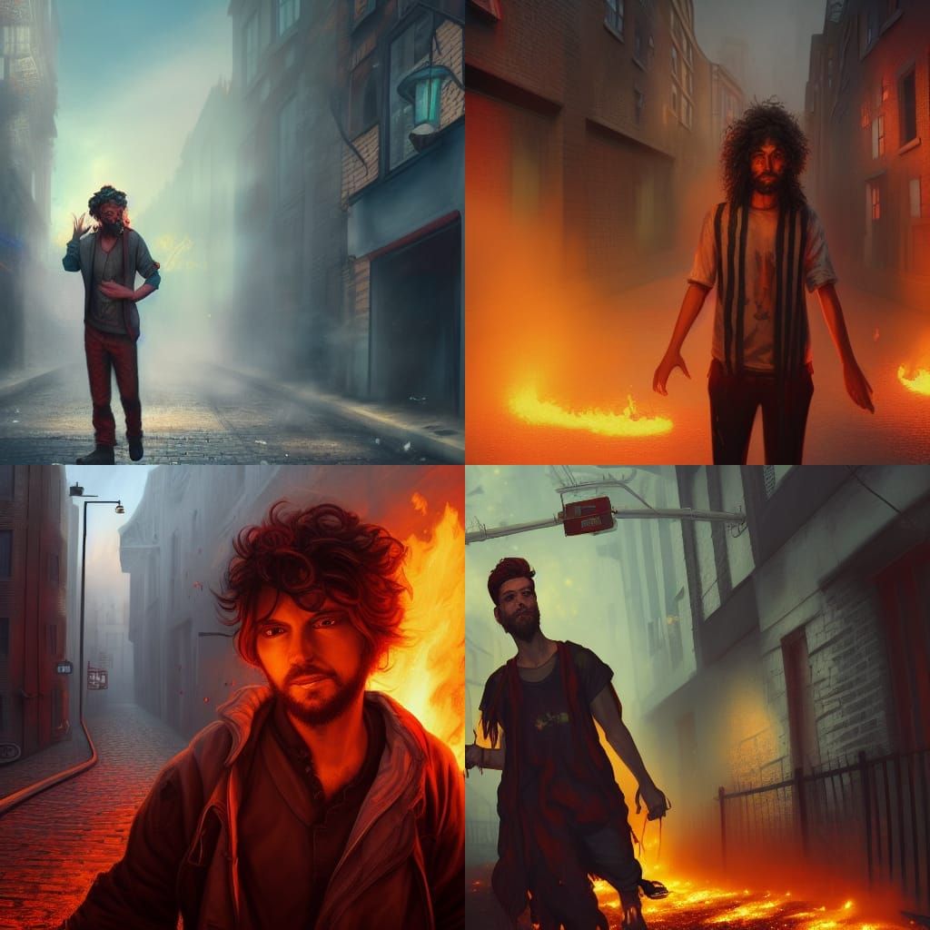 Fiery London Alleyway: A Fantasy Concept Art