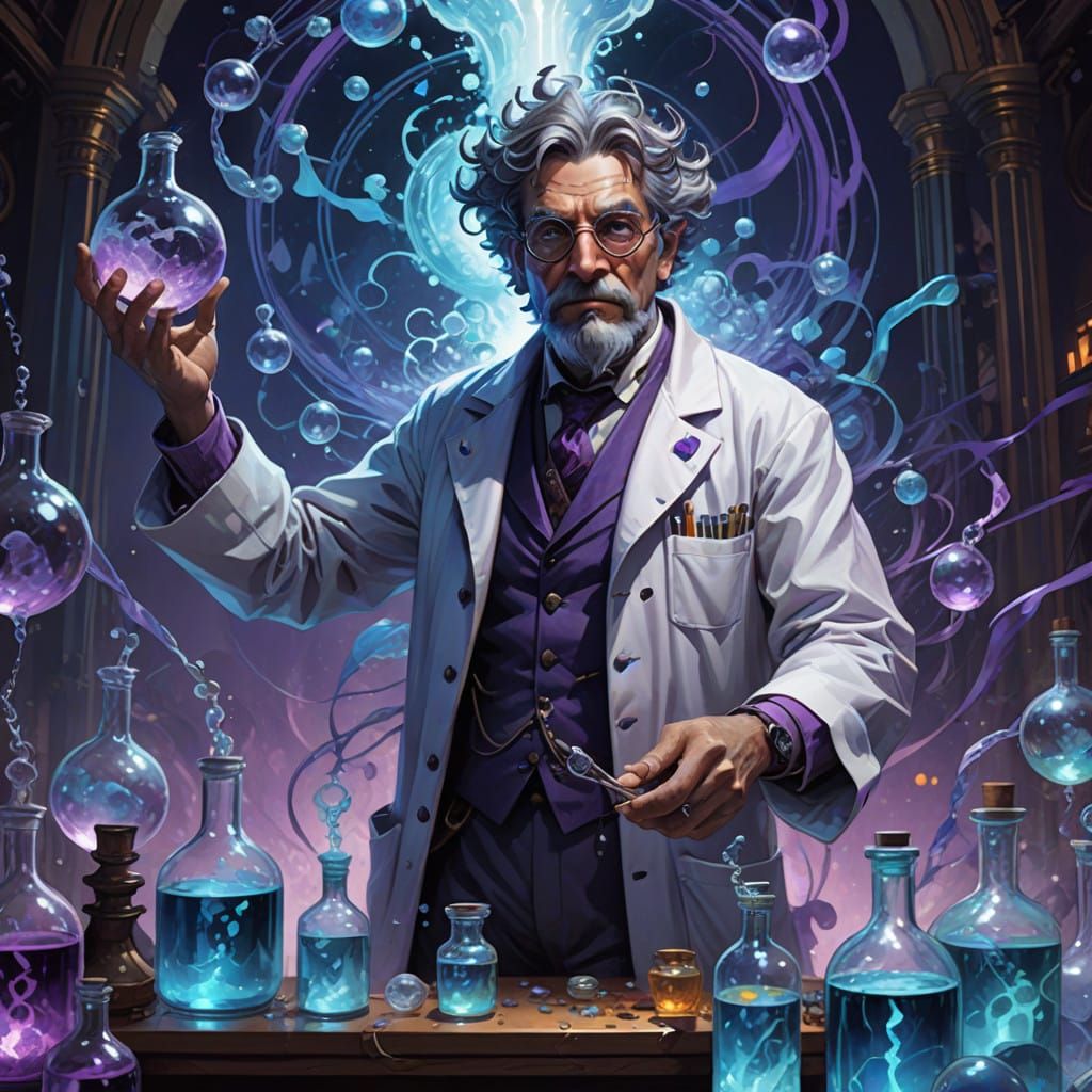 🥈concept art of a mad scientist