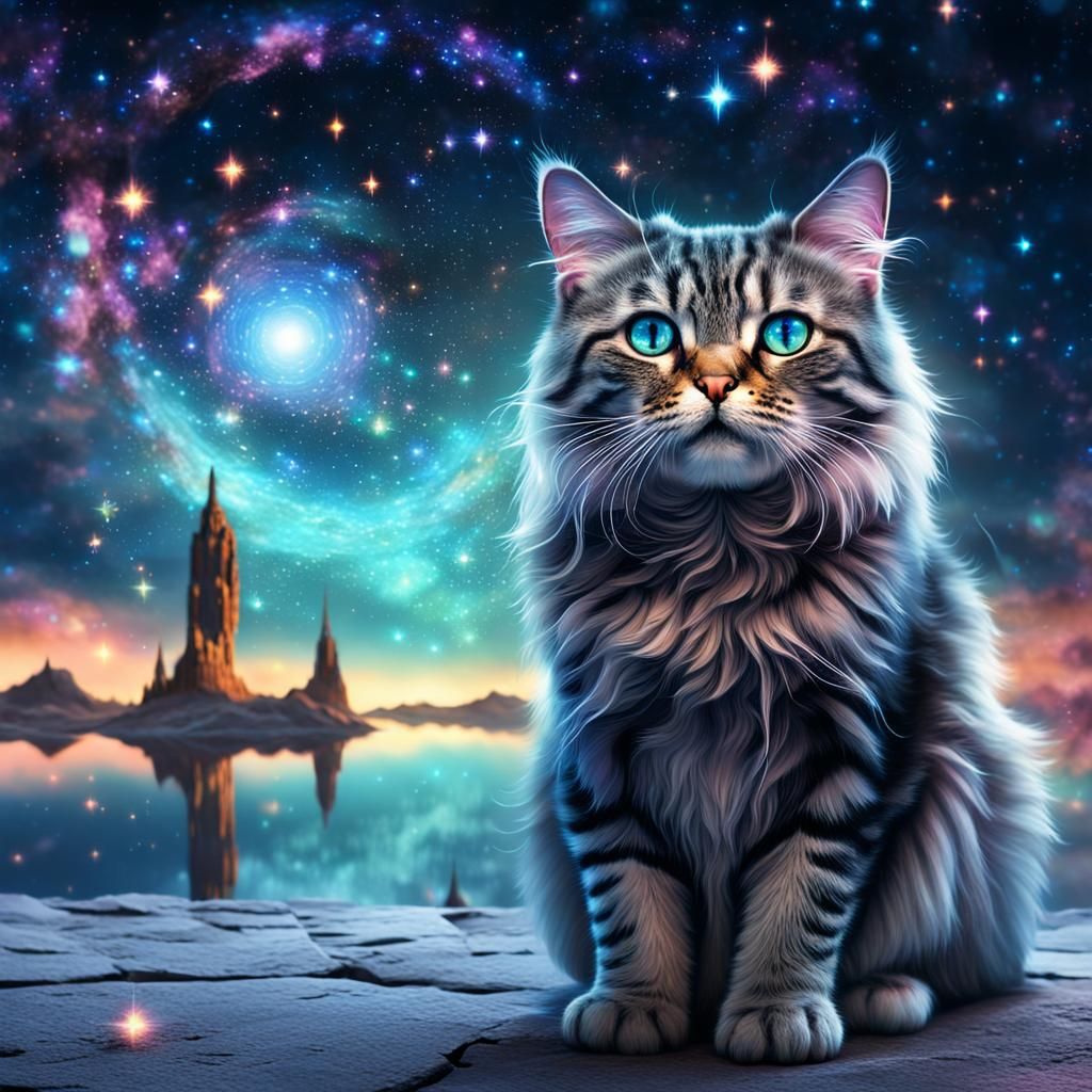Cat's Eyes Reflecting the Universe: Digital Matte Painting