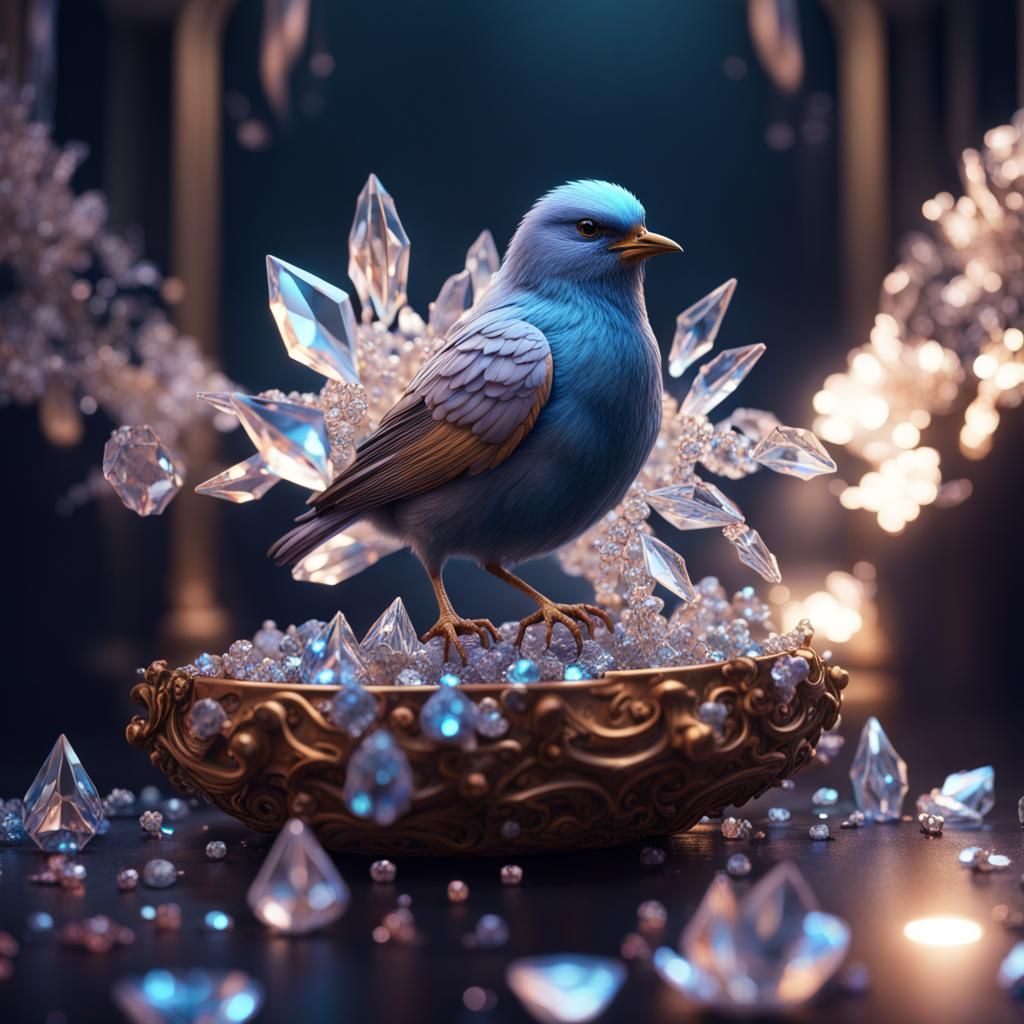 Bird with Crystal Jewelry by Crystal Flower