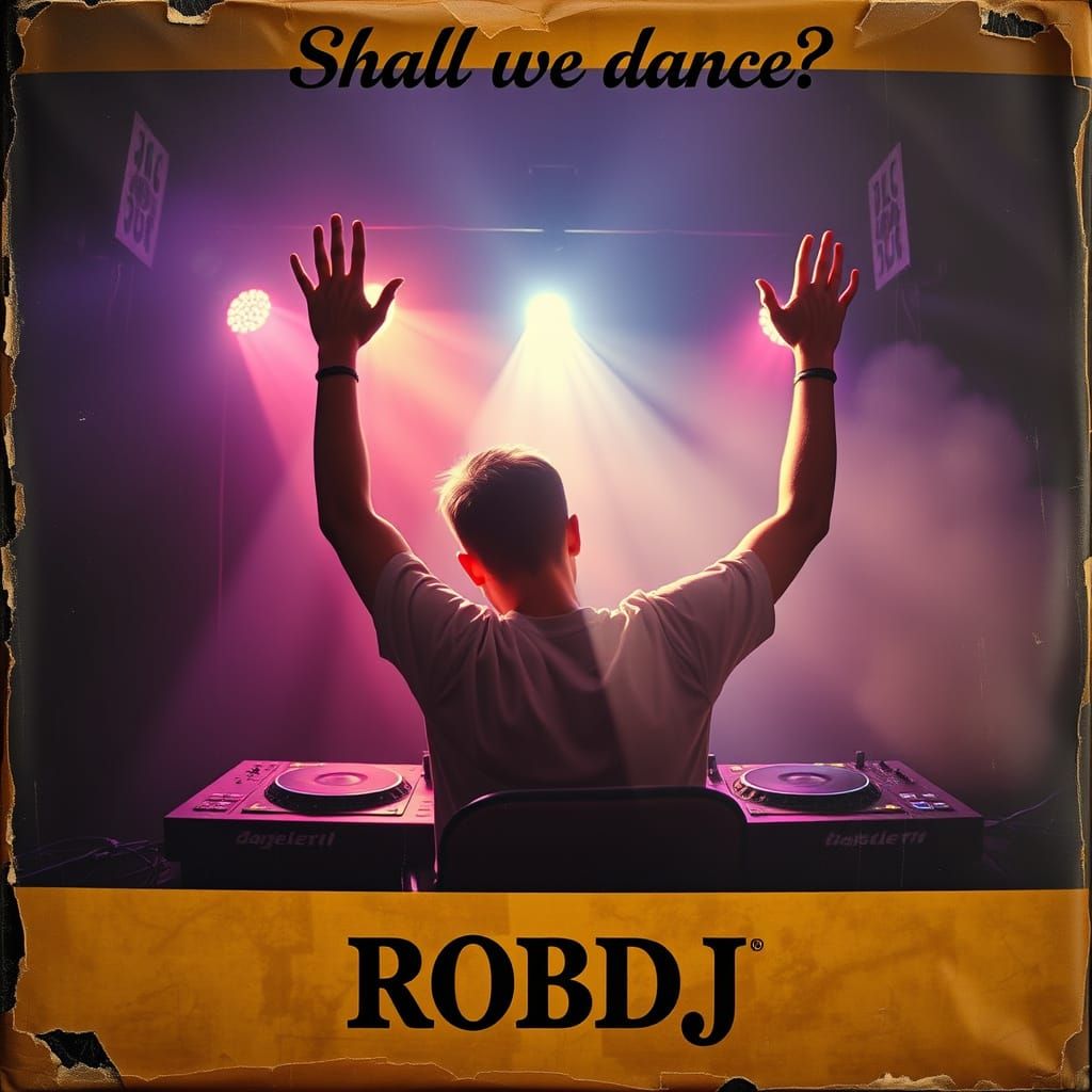 Young DJ on Vintage Vinyl Record Cover