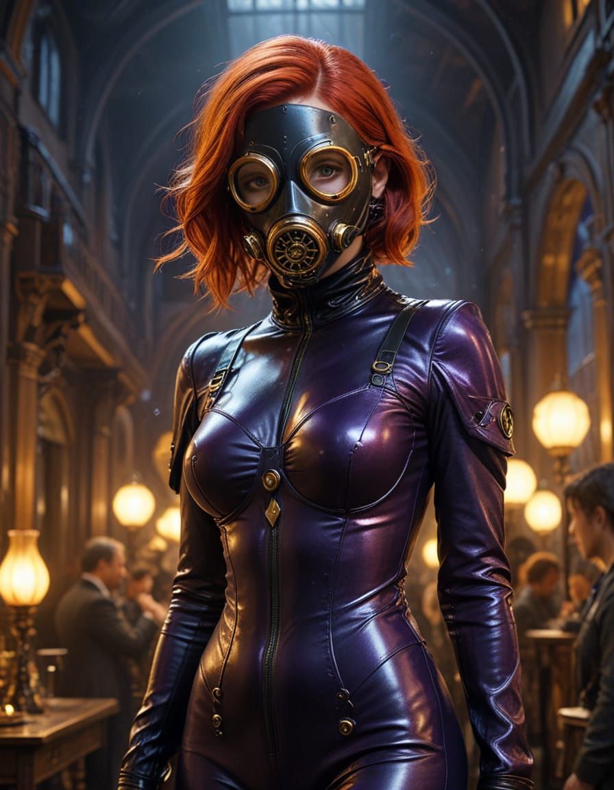 Glamorous Woman in Dark Fantasy Latex Outfit