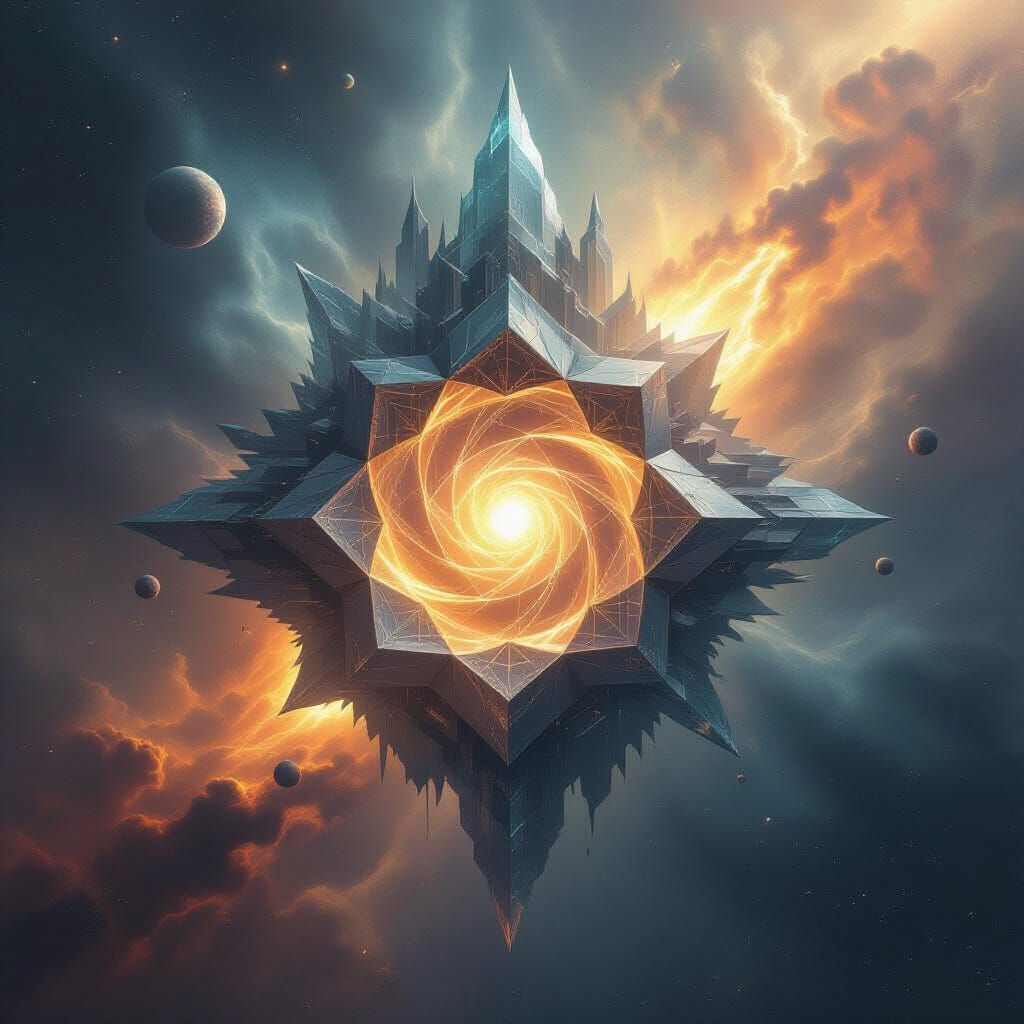 Crystalline Space Fortress Near Dying Star