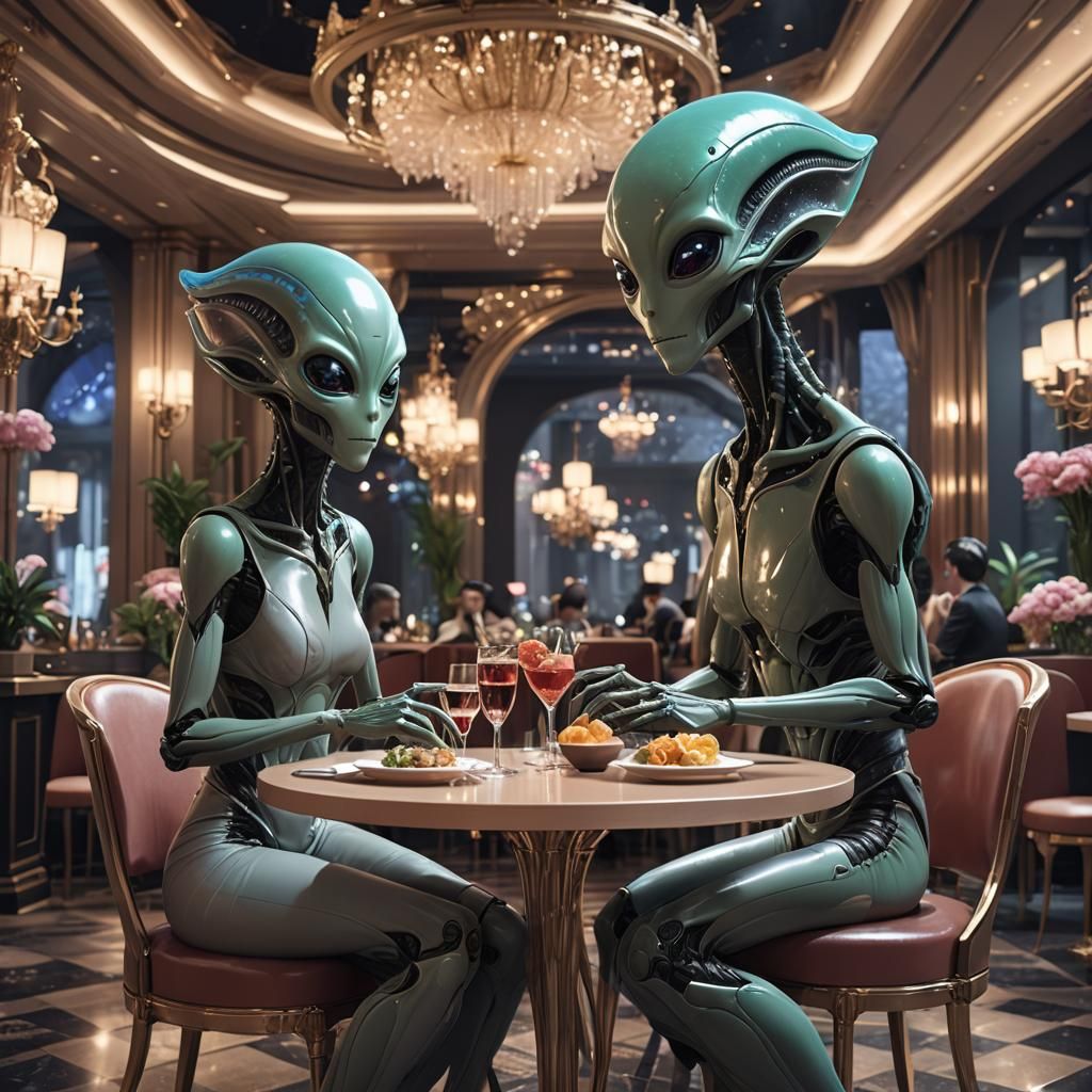 Two Aliens on a Date: 3D Anime Art
