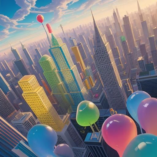 Giant Gummy Bear in a Candy Cityscape