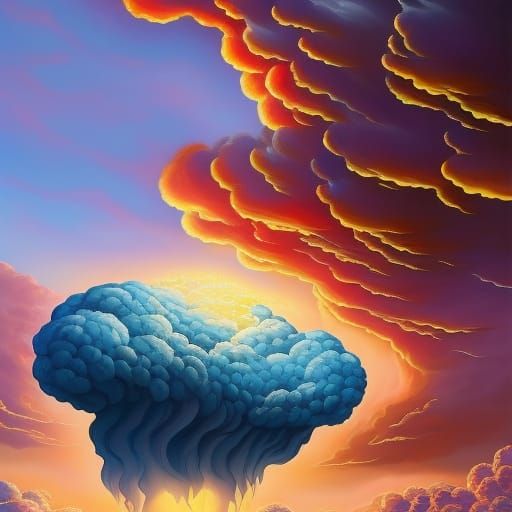 Dramatic Supermassive Storm Clouds with Volumetric Lightning