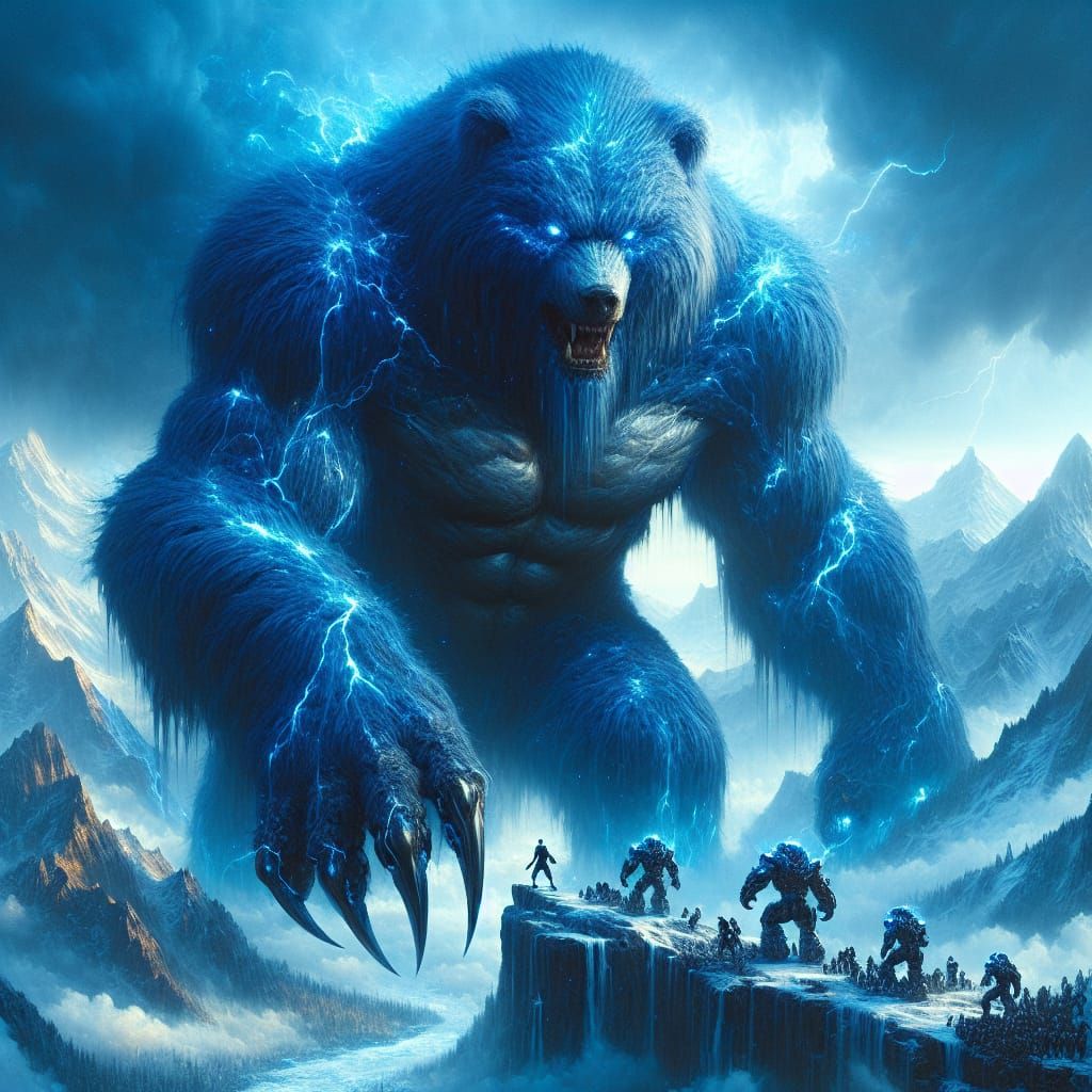 Epic Werebear Confronts Robot Army: Matte Painting