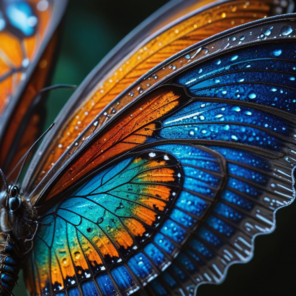 Macro Butterfly Wing: Intricate Patterns in Vibrant Colors