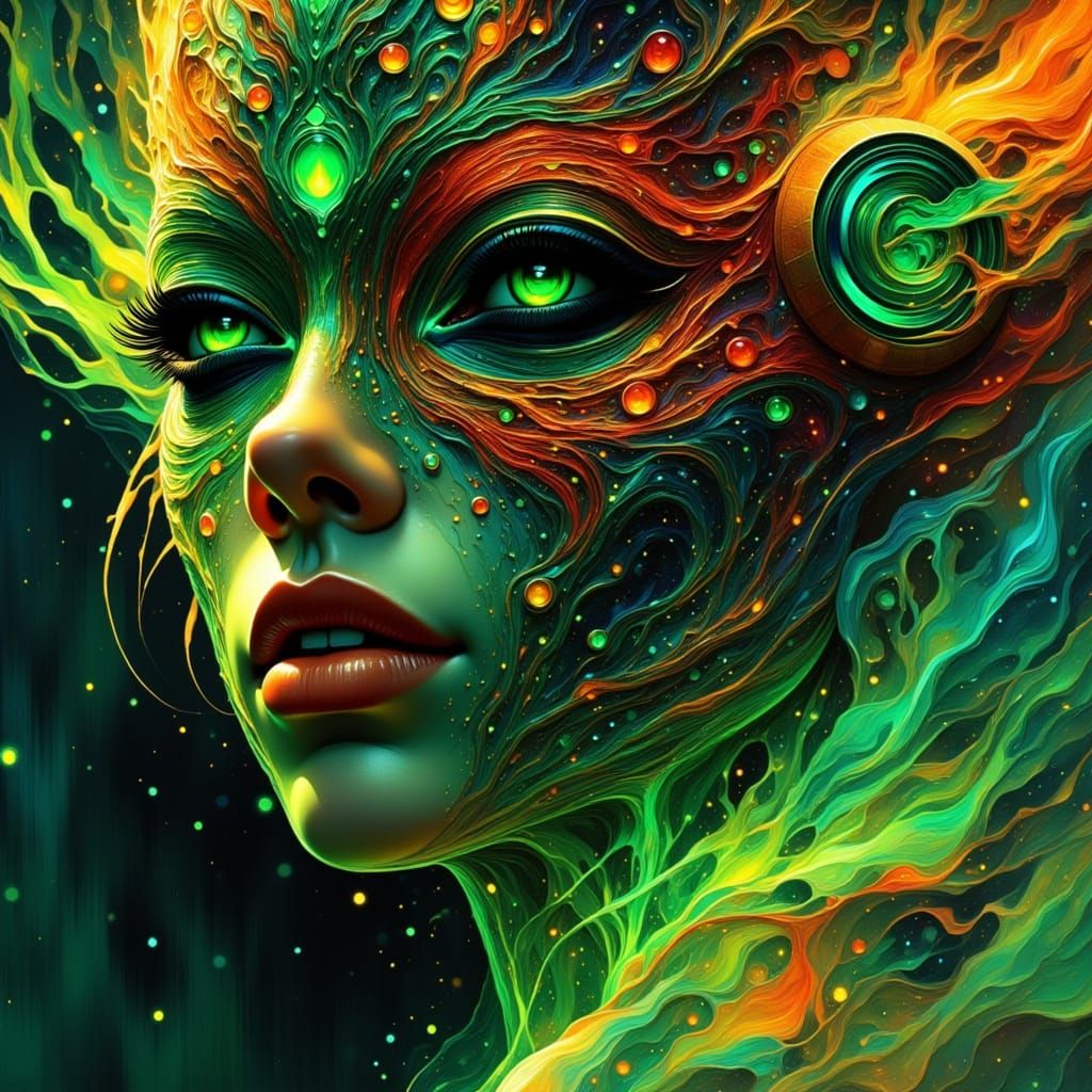 Neon Anime Portrait with Graffiti Art Elements