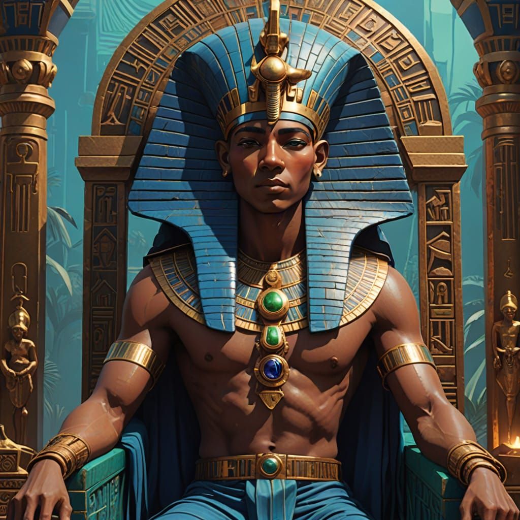 Ancient Egyptian Pharaoh in Golden Hues