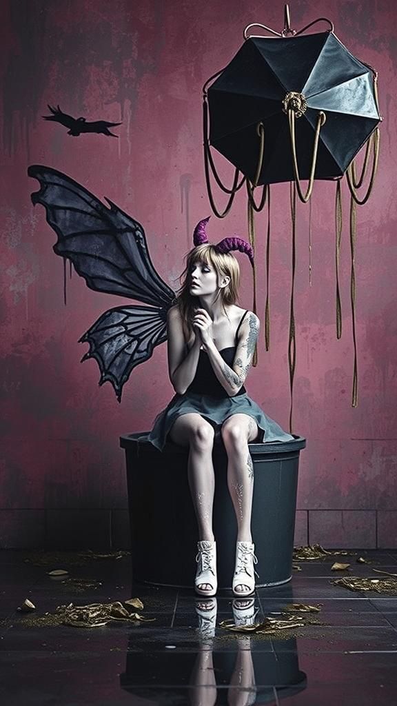 Banksy-Style Gothic Goddess: Glamorous Emo Art