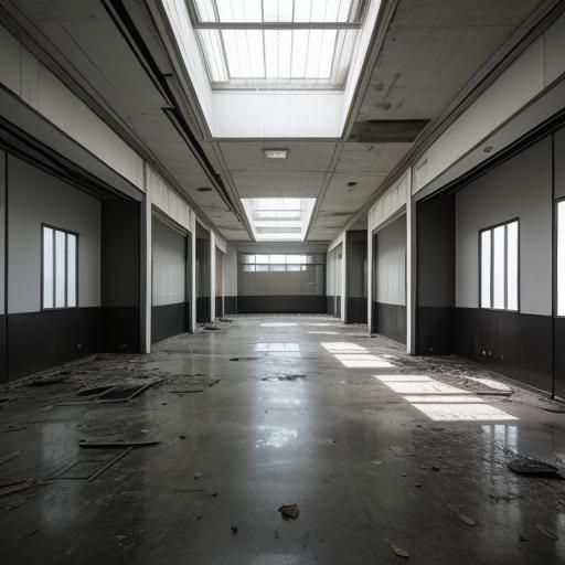 Photorealistic Abandoned Government Building Liminal Space