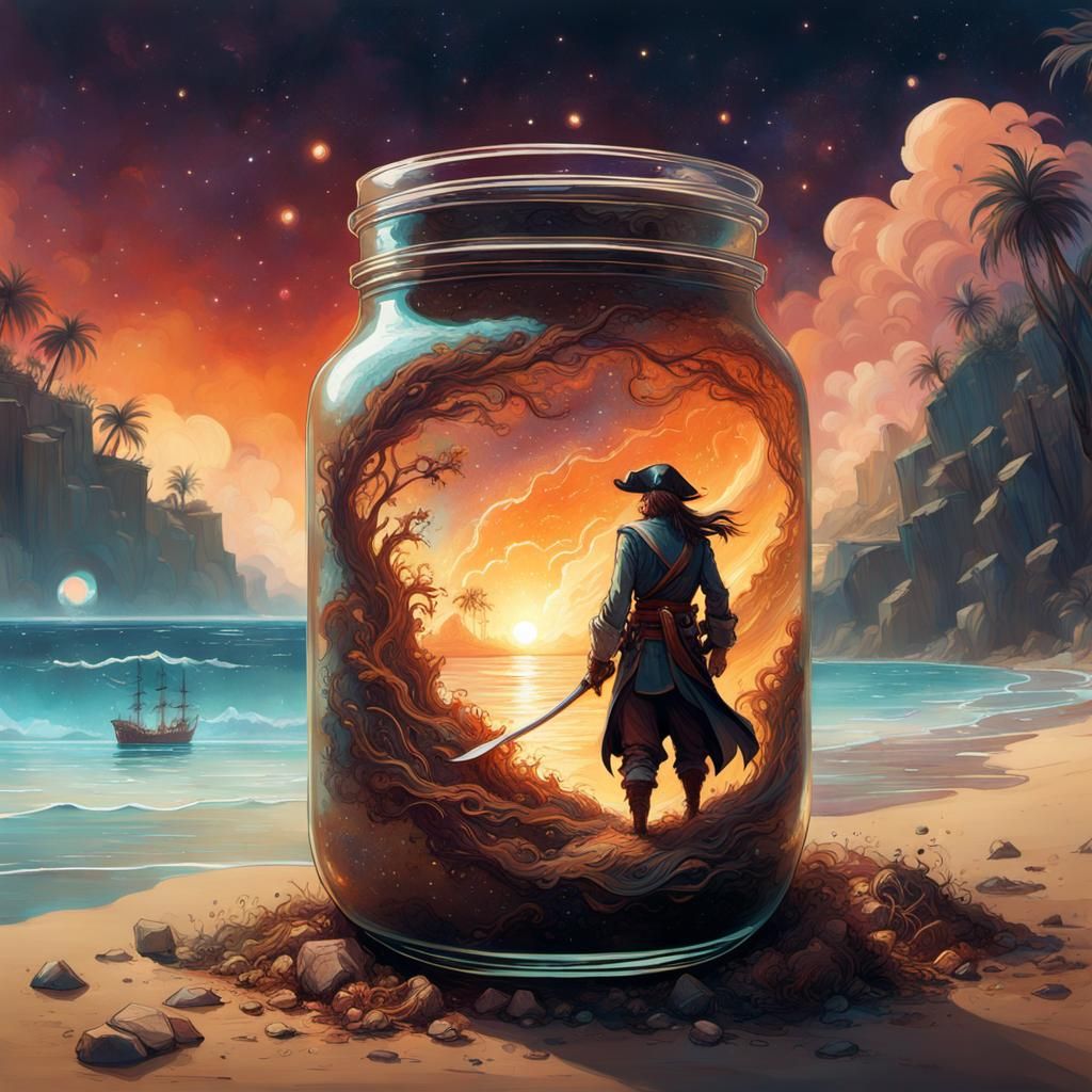 Pirate with Jar of Dirt, Digital Painting