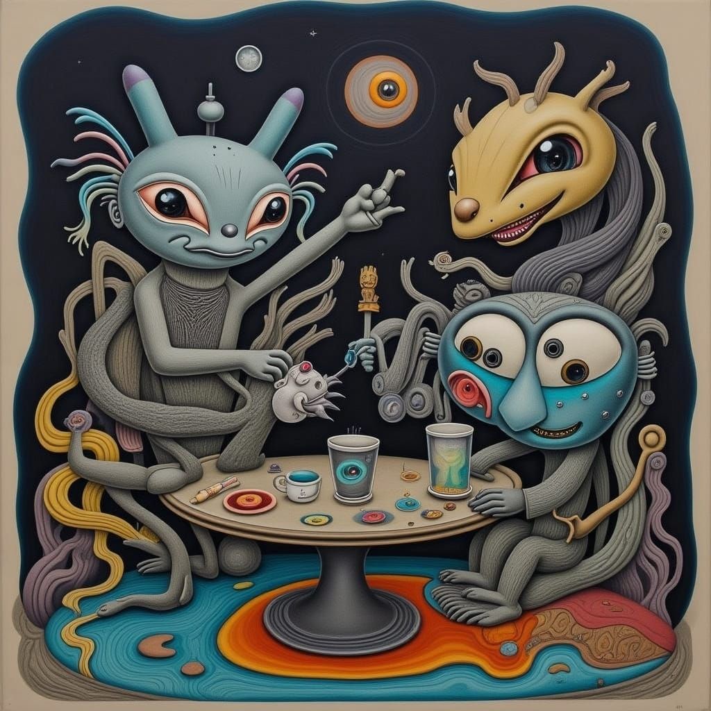 Cute Robots in a Cafe in Outer Space