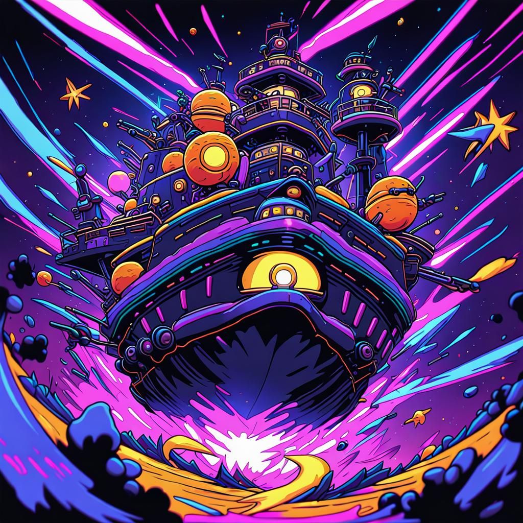 Lofi Sci-Fi Anime Pirate Ship in Space