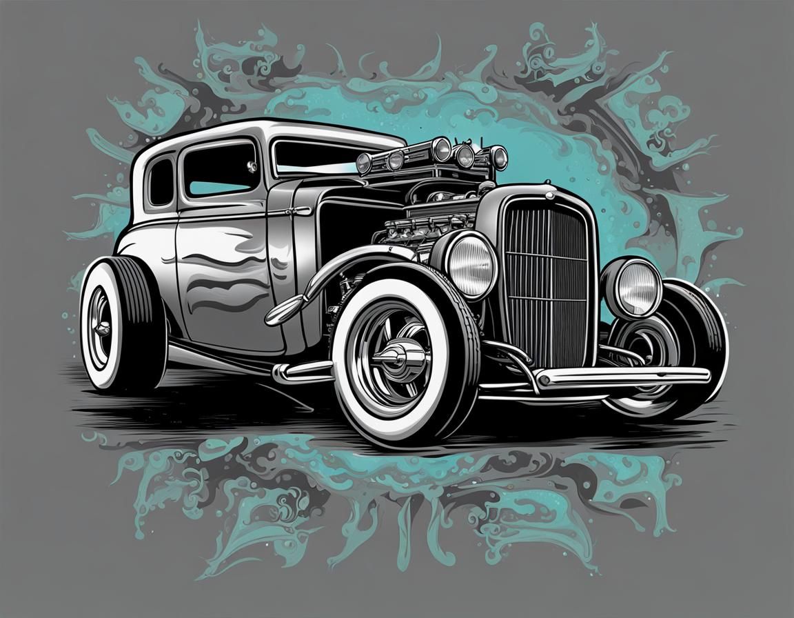 Rat Rod T-Shirt Design with Hot Rod Elements