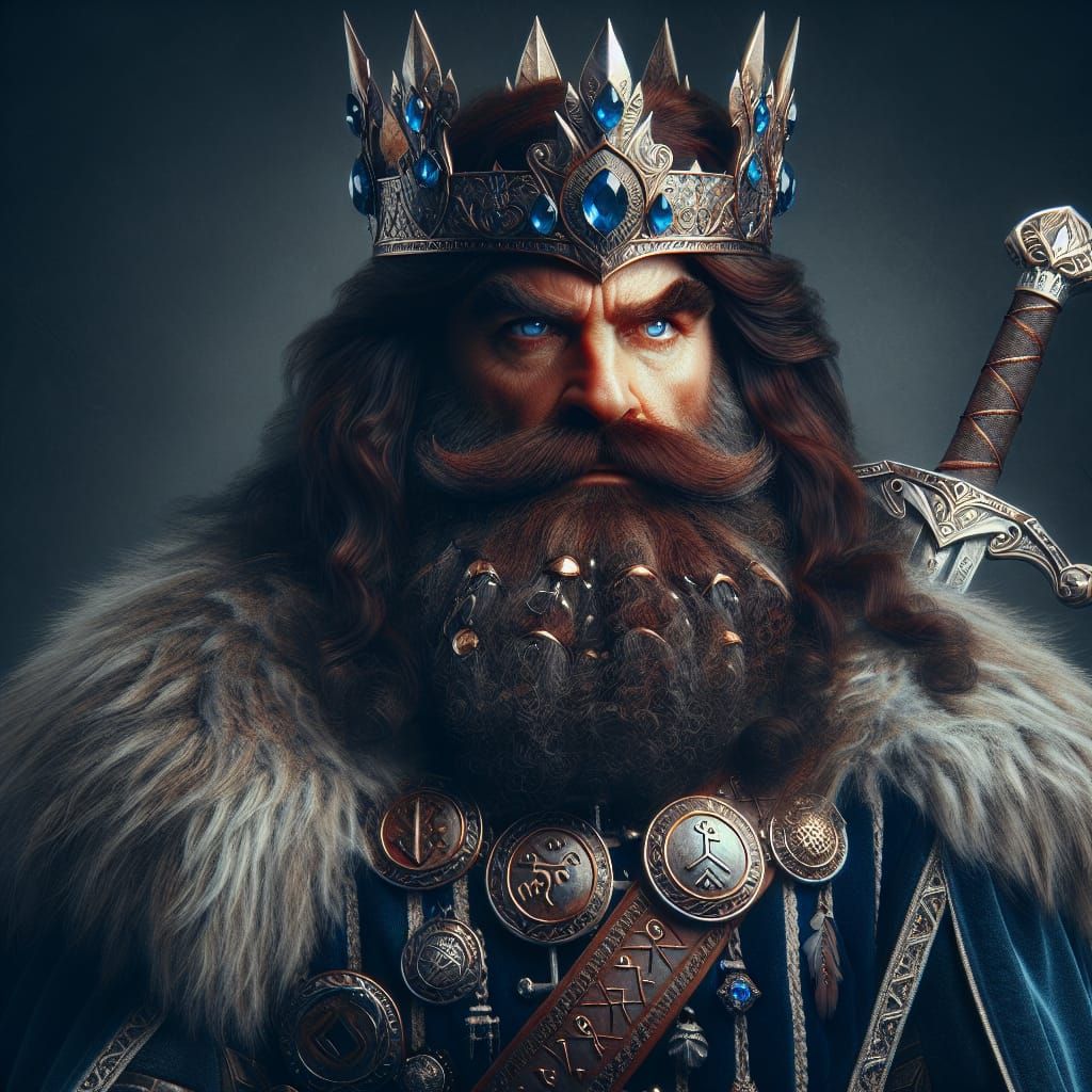 Majestic Dwarf King in Mithril Crown: HDR Image