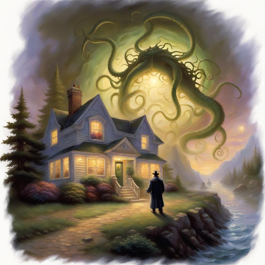 Eldritch Horror in Thomas Kinkade Style