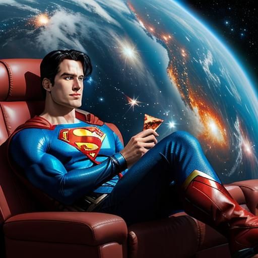 Superman Floating in space while on vacation
