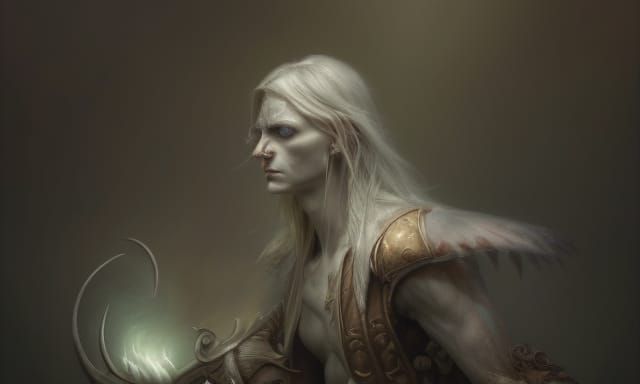 Wounded Elf in Dramatic Chiaroscuro Lighting