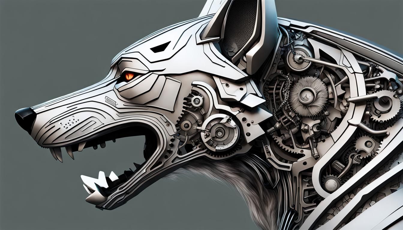 Cybernetic Wolf with Biomechanical Detail