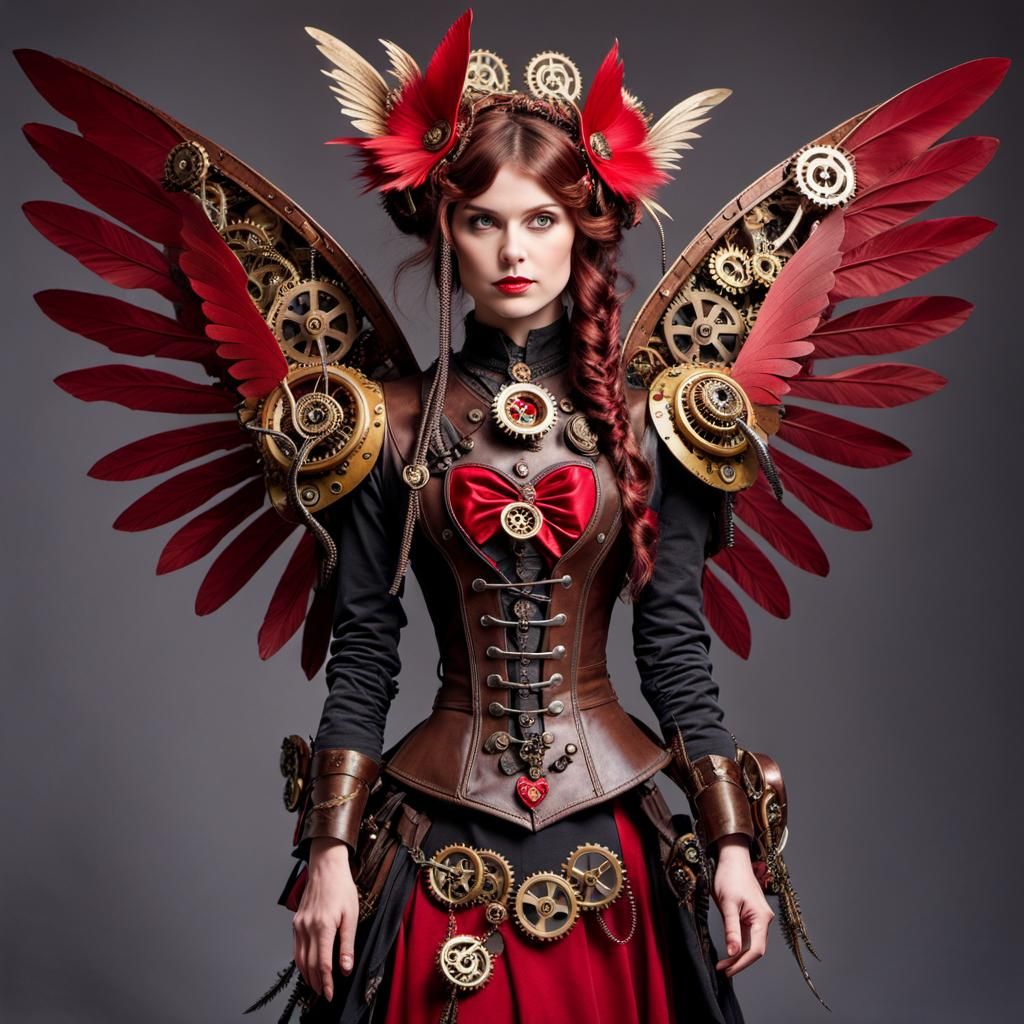 Elegant Steampunk Fairy with Mechanical Wings