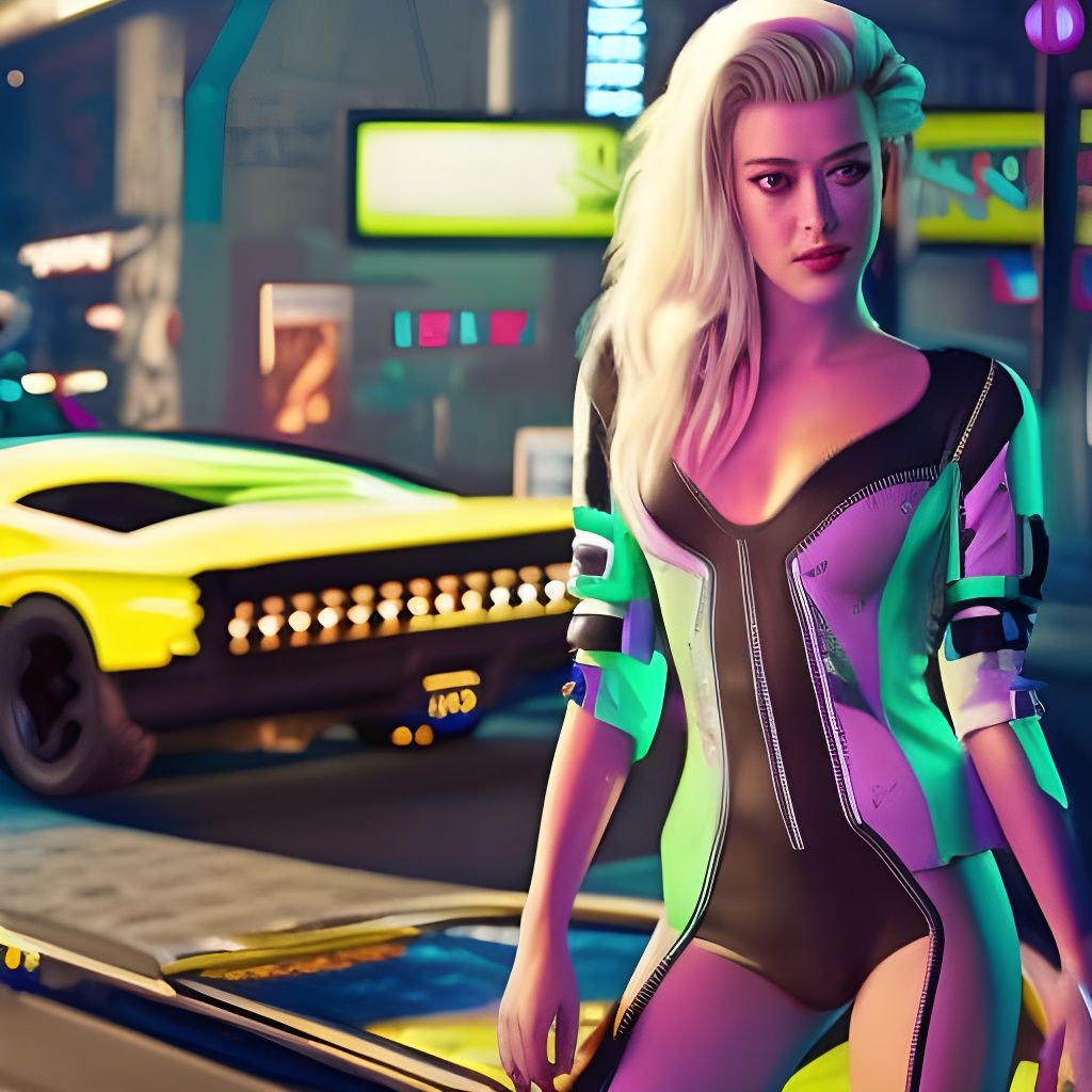 Cyberpunk Style Photo of Woman in Neon Jacket