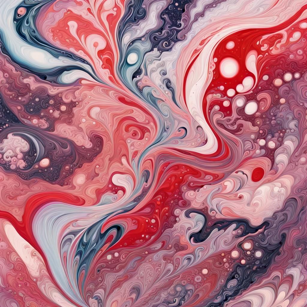 Suminagashi Marbling Abstract Fantasy Fairy World, Contained...