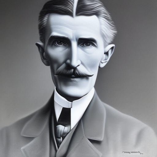 Nikola Tesla Portrait in Oil Painting Style