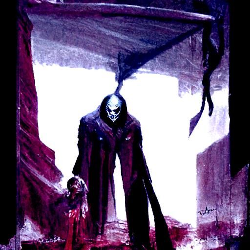 Sinister Figure Emerging from Darkness