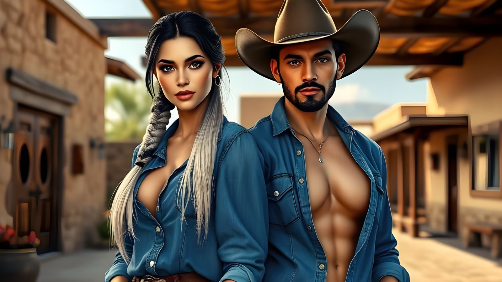 Elegant Greek Goddess Meets Rugged Cowboy in Art Nouveau-Ins...