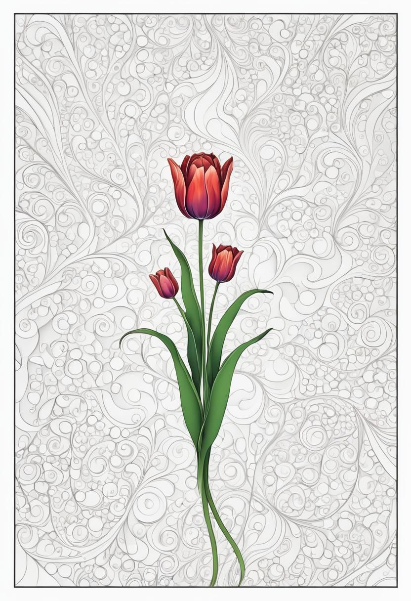 Abstract Fractal Tulips in Vector Style